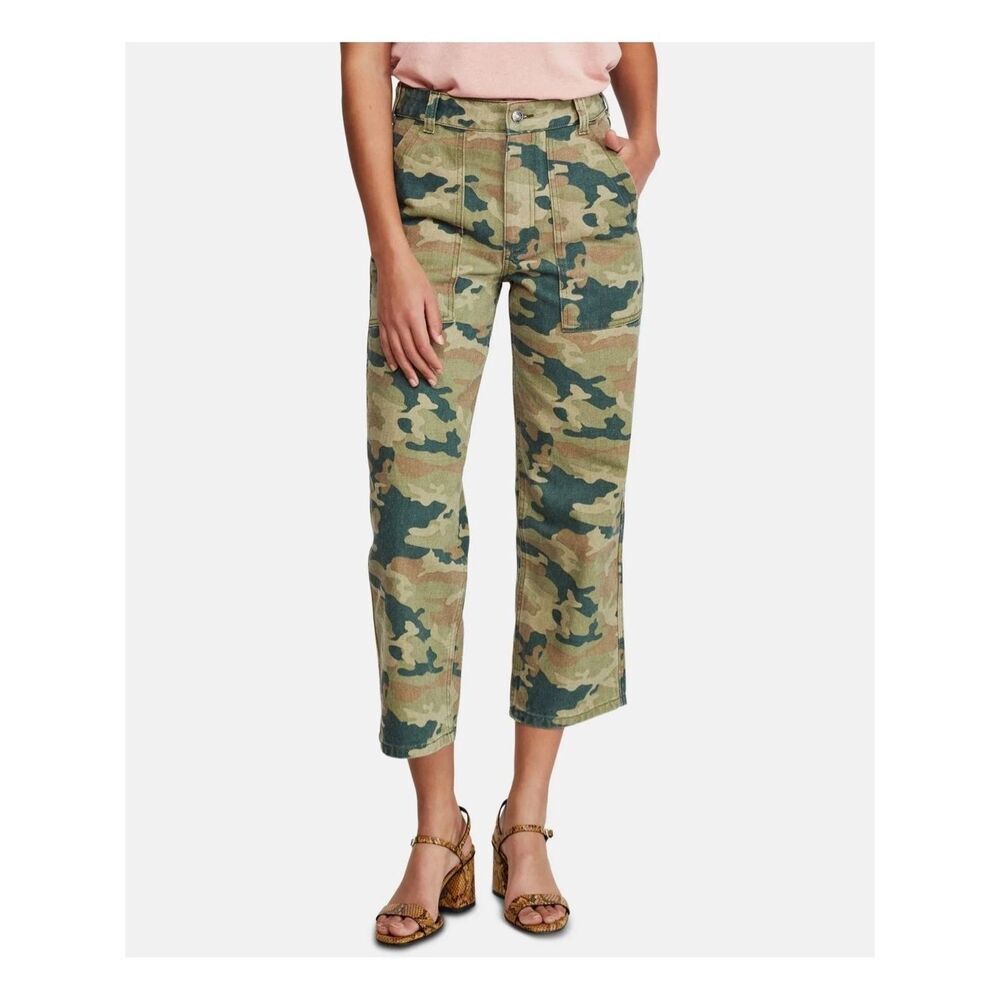 Free People We The Free‎ Remy Camo High Waisted Crop Jeans Size 25